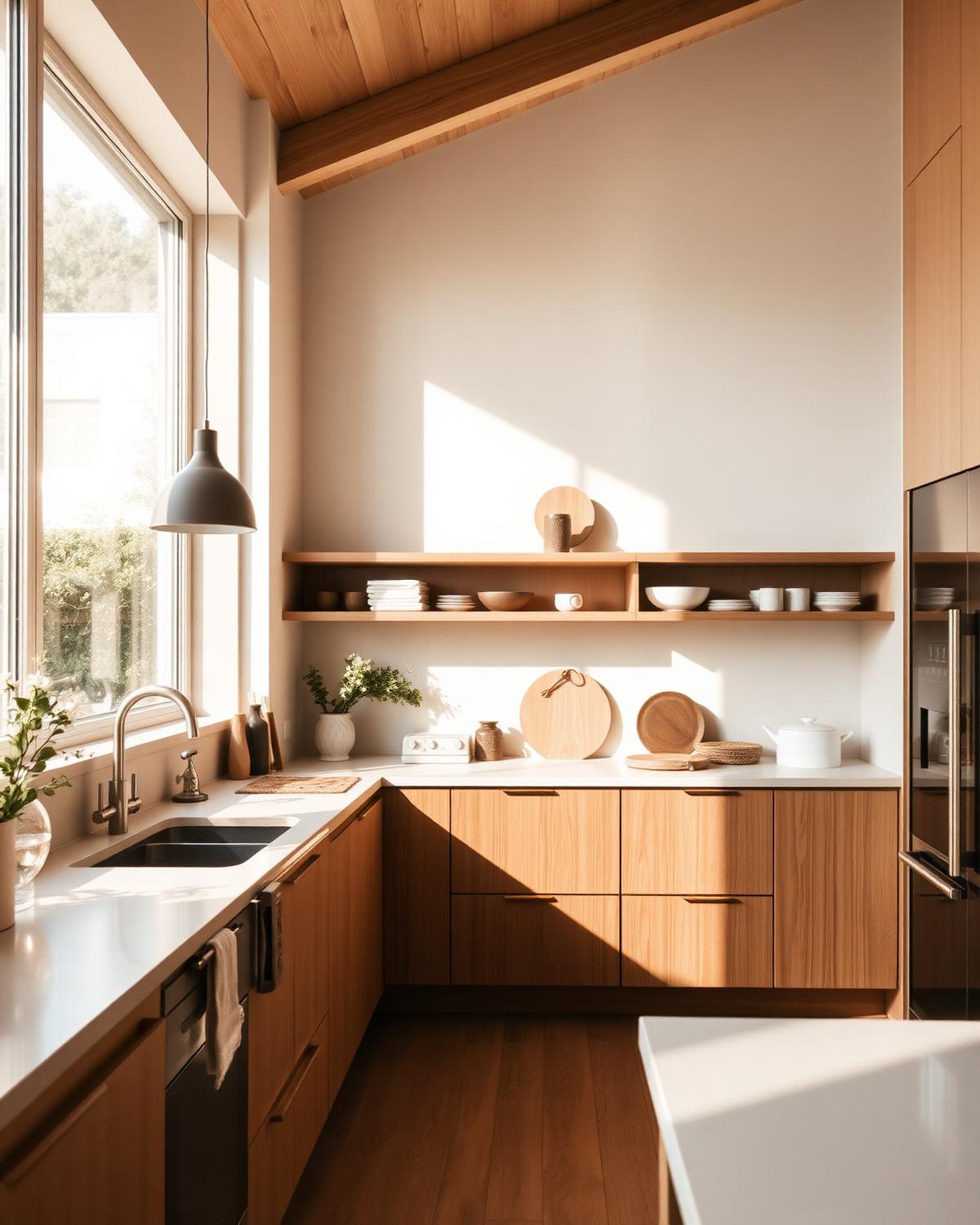 Sunlit, professionally managed home kitchen — the kind of household a house manager keeps running smoothly